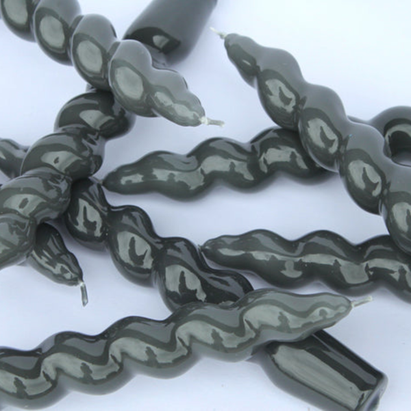 Grey Twisted Taper Candles (Set of 3)