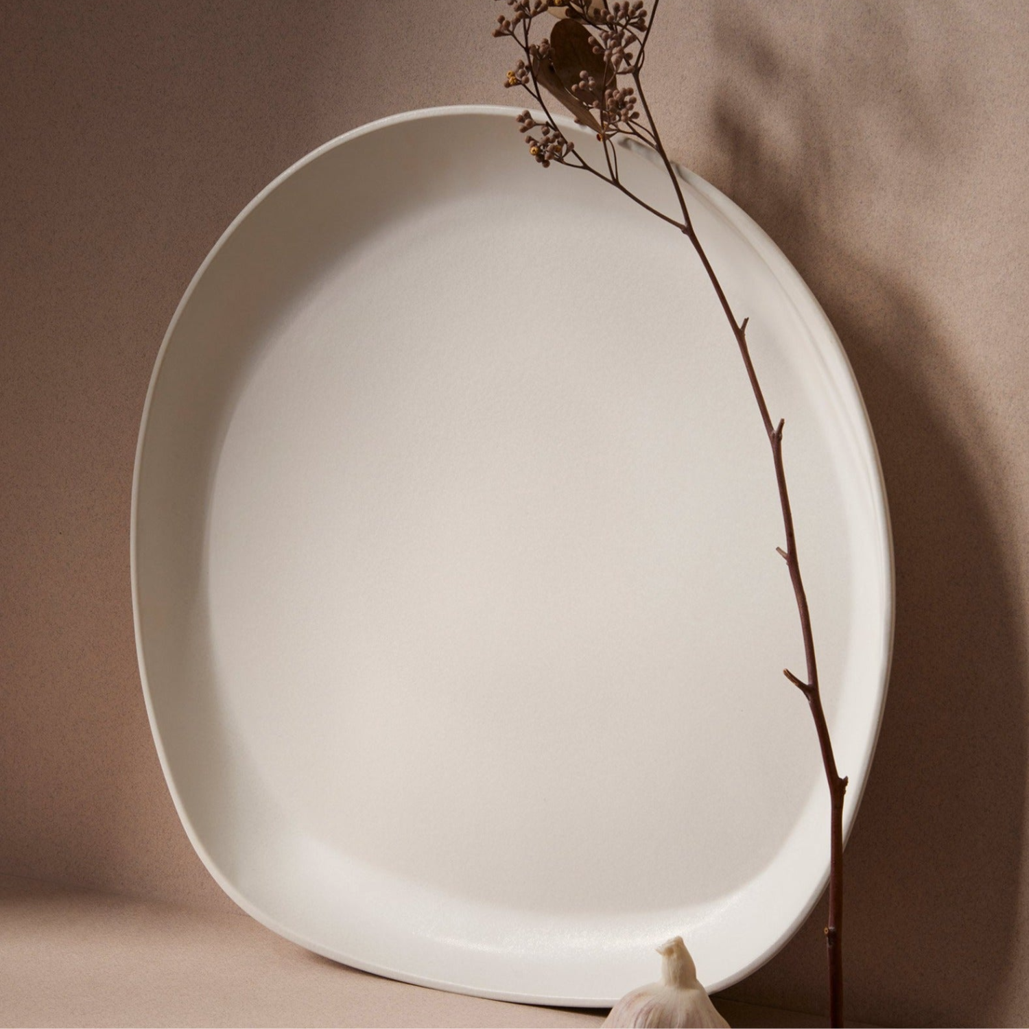 Stoneware Serving Platter- White