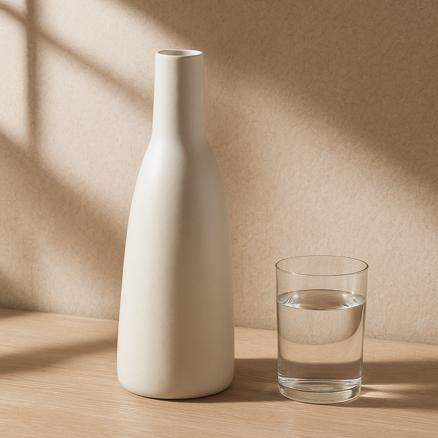 Matte White Stoneware Carafe