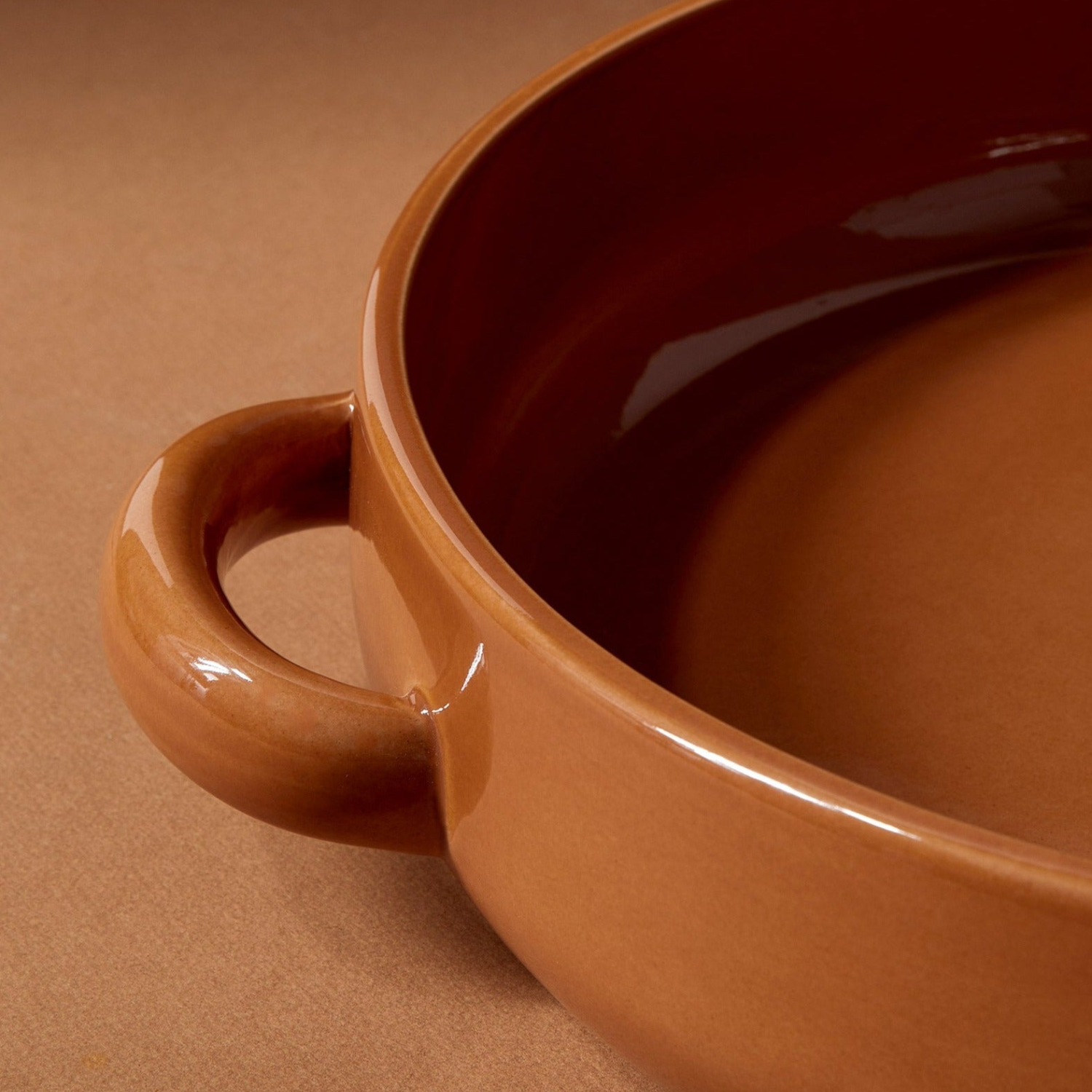 Stoneware Serving Plate w/Handles- Glazed Terracotta