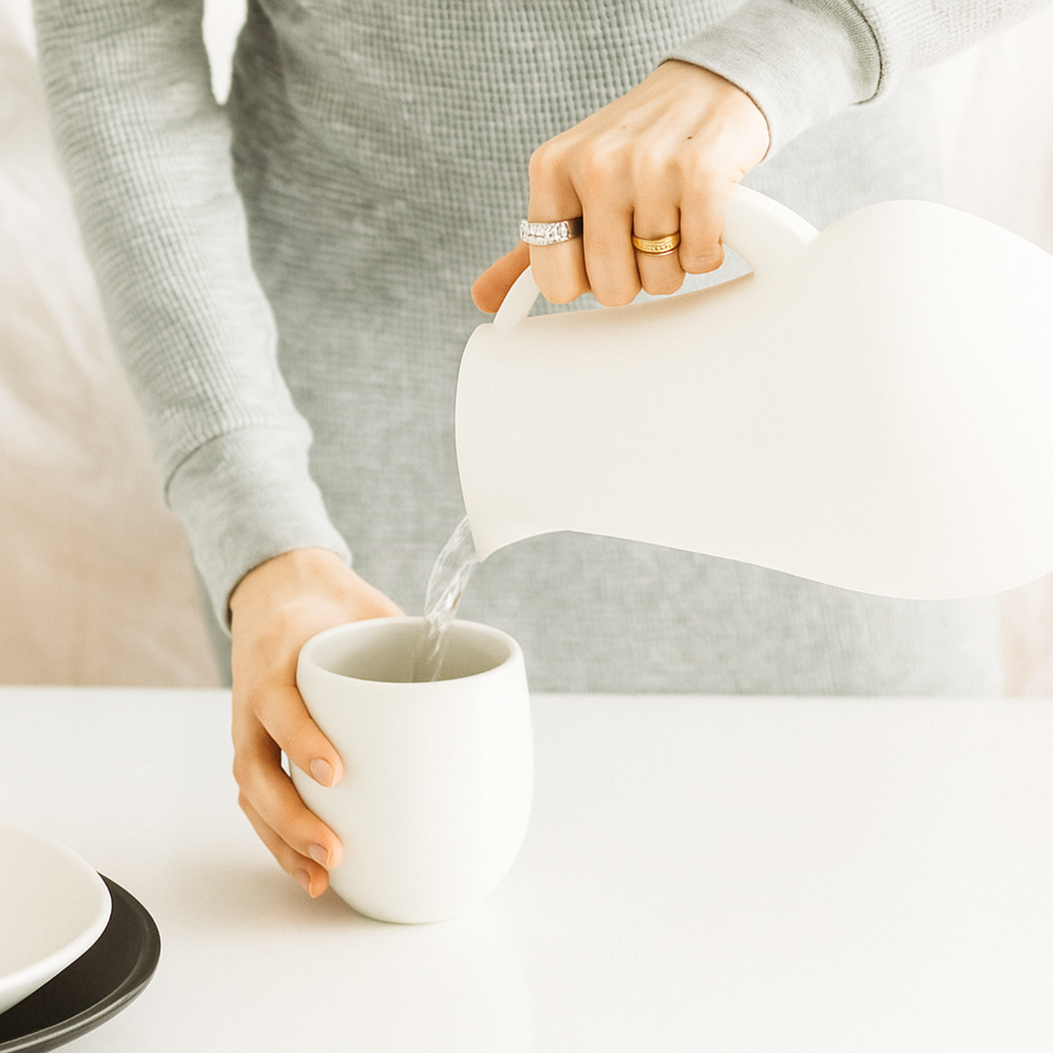 Matte White Stoneware Pitcher