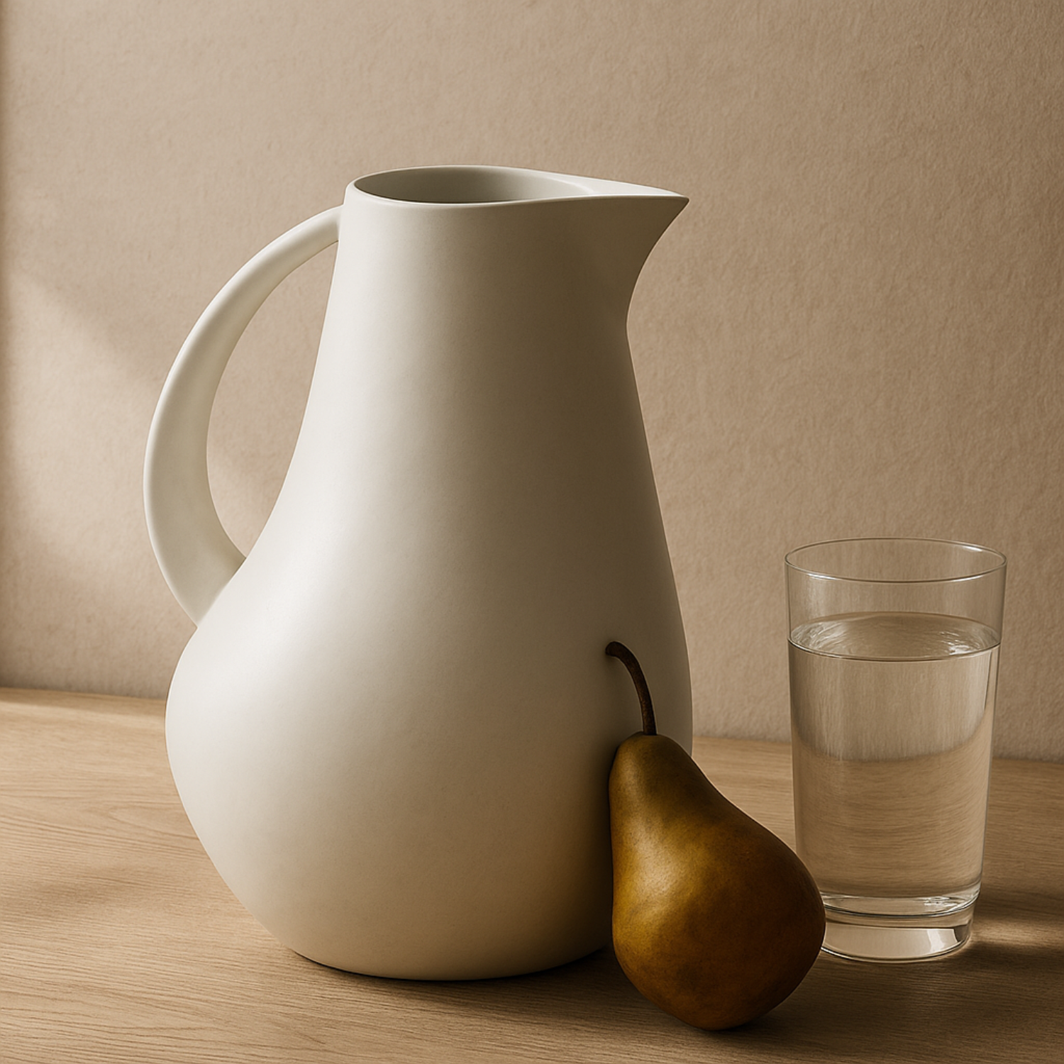 Matte White Stoneware Pitcher