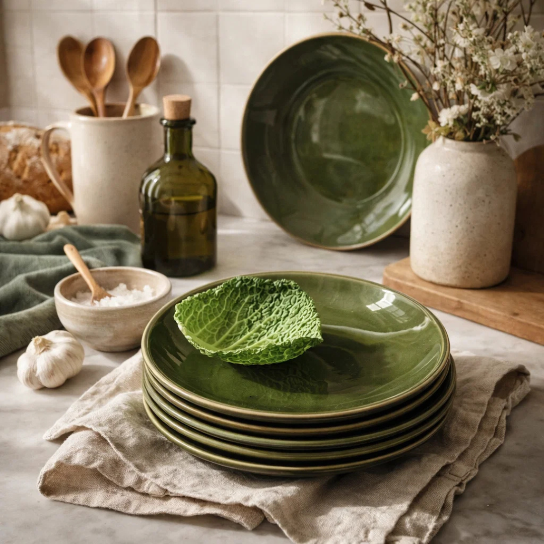 10" Round Stoneware Dinner Plate - Green