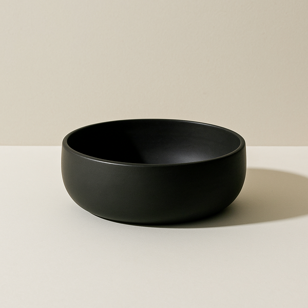 Black Stoneware Low Serving Bowl