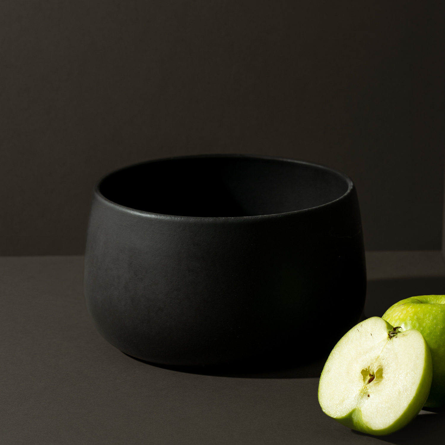 Black Stoneware Tall Serving Bowl