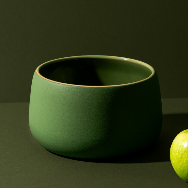 Green Stoneware Tall Serving Bowl