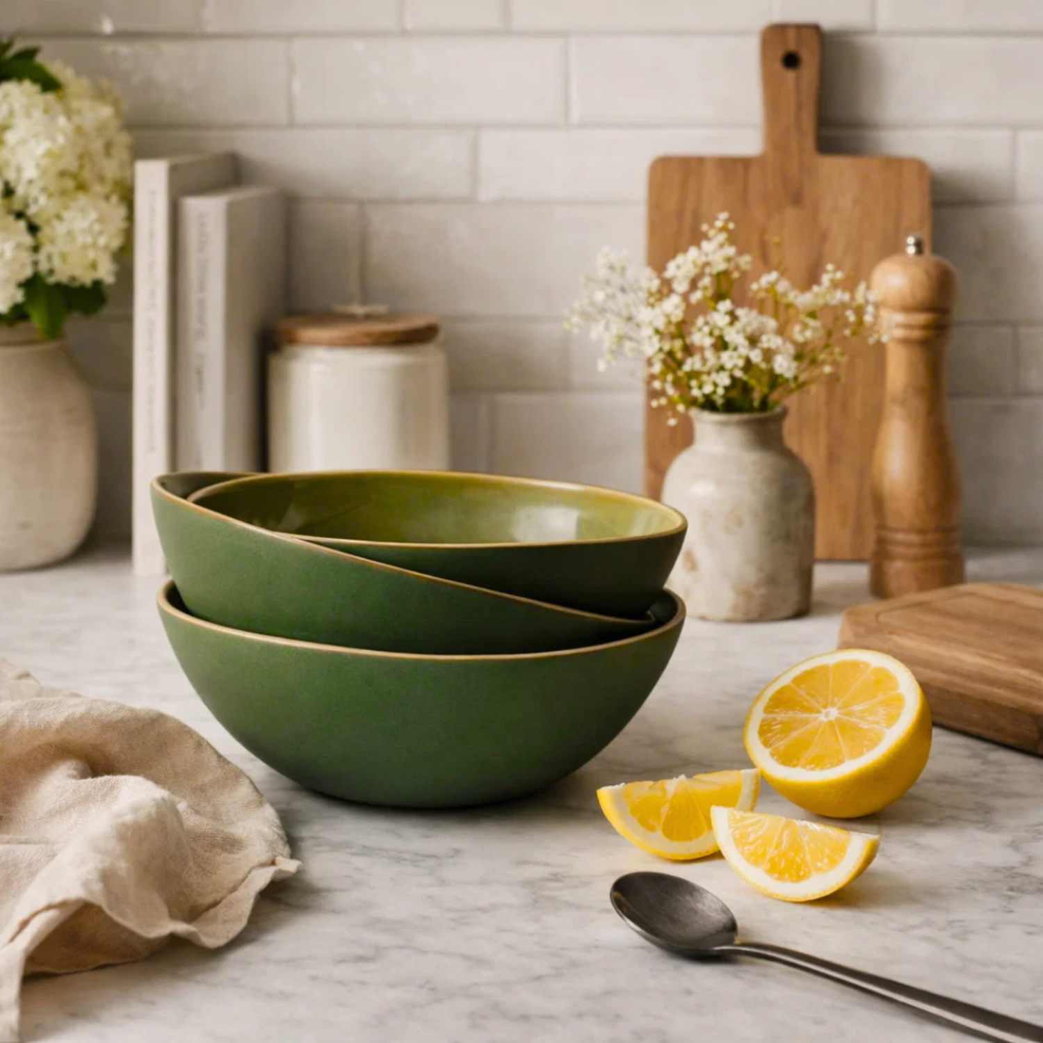 Stoneware Soup Plate - Green