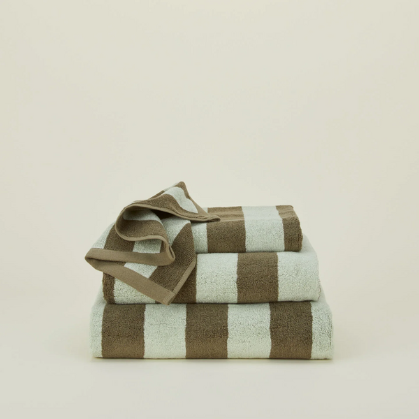 Sorrento Striped Terry Towels - Olive/Sage