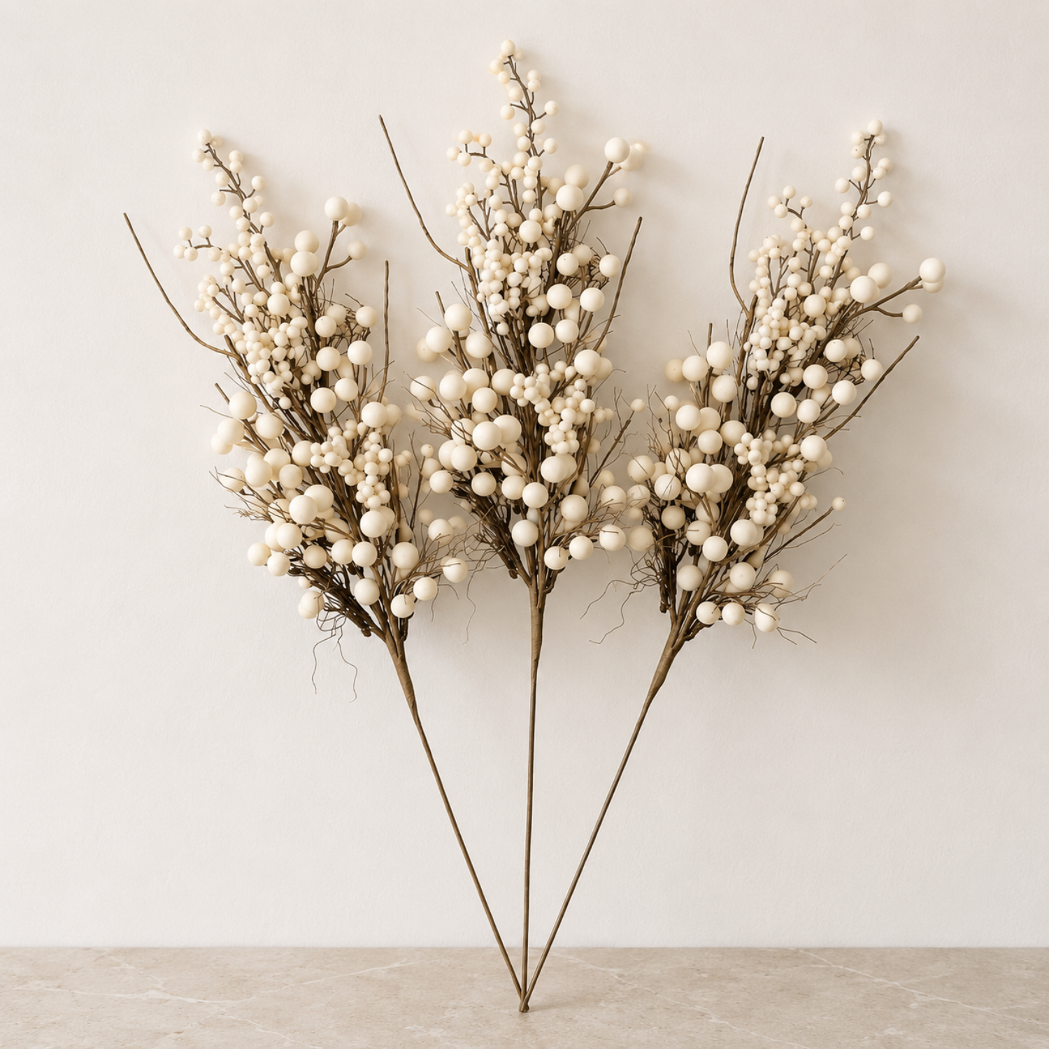 Artificial 34" Cream Winterberry Stem