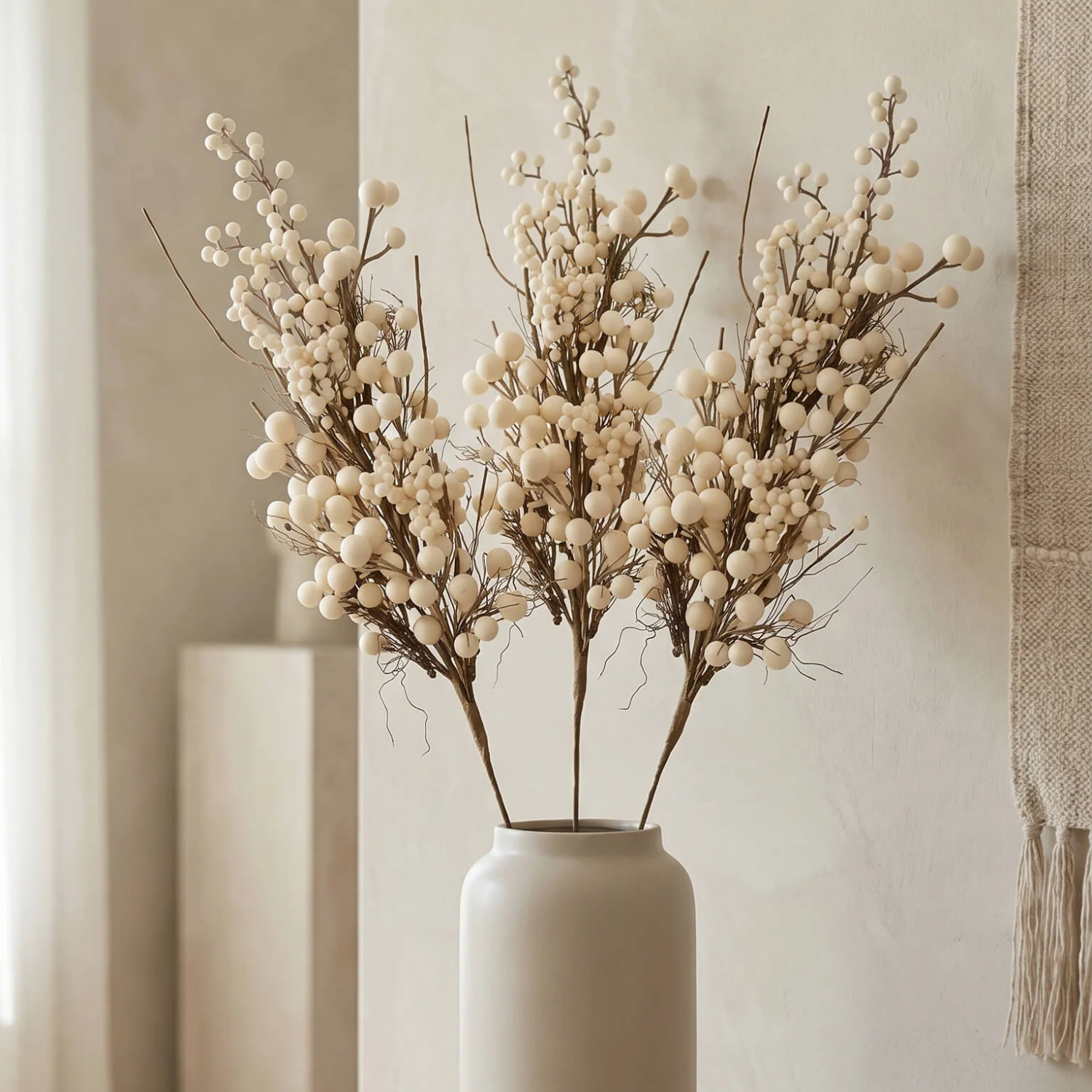 Artificial 34" Cream Winterberry Stem
