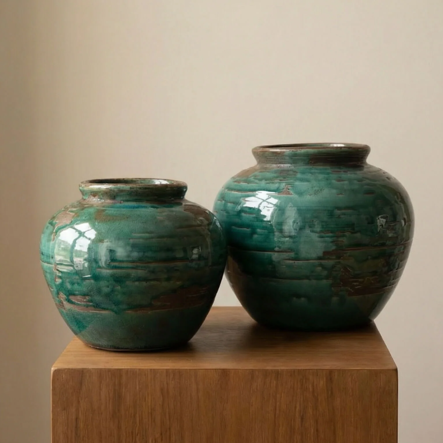 Portofino Patina Green Glazed Ceramic Vase