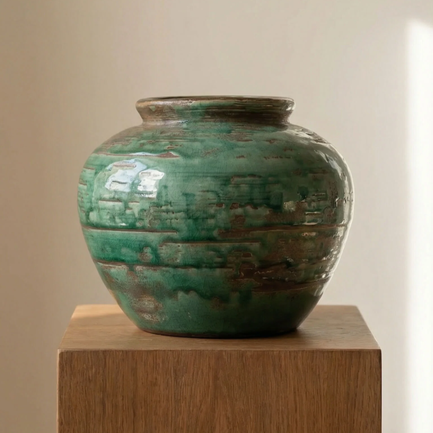Portofino Patina Green Glazed Ceramic Vase
