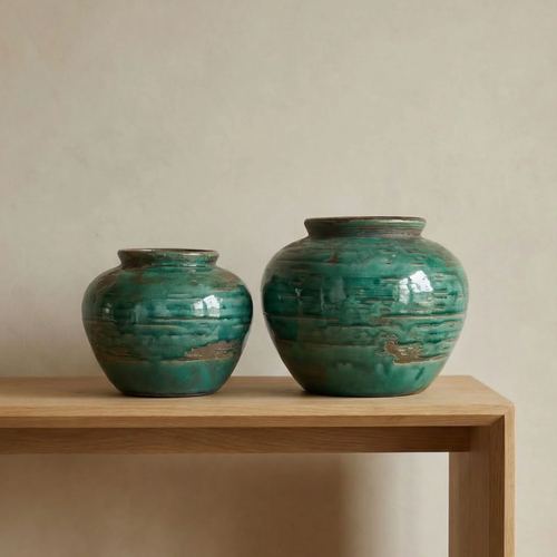 Portofino Patina Green Glazed Ceramic Vase