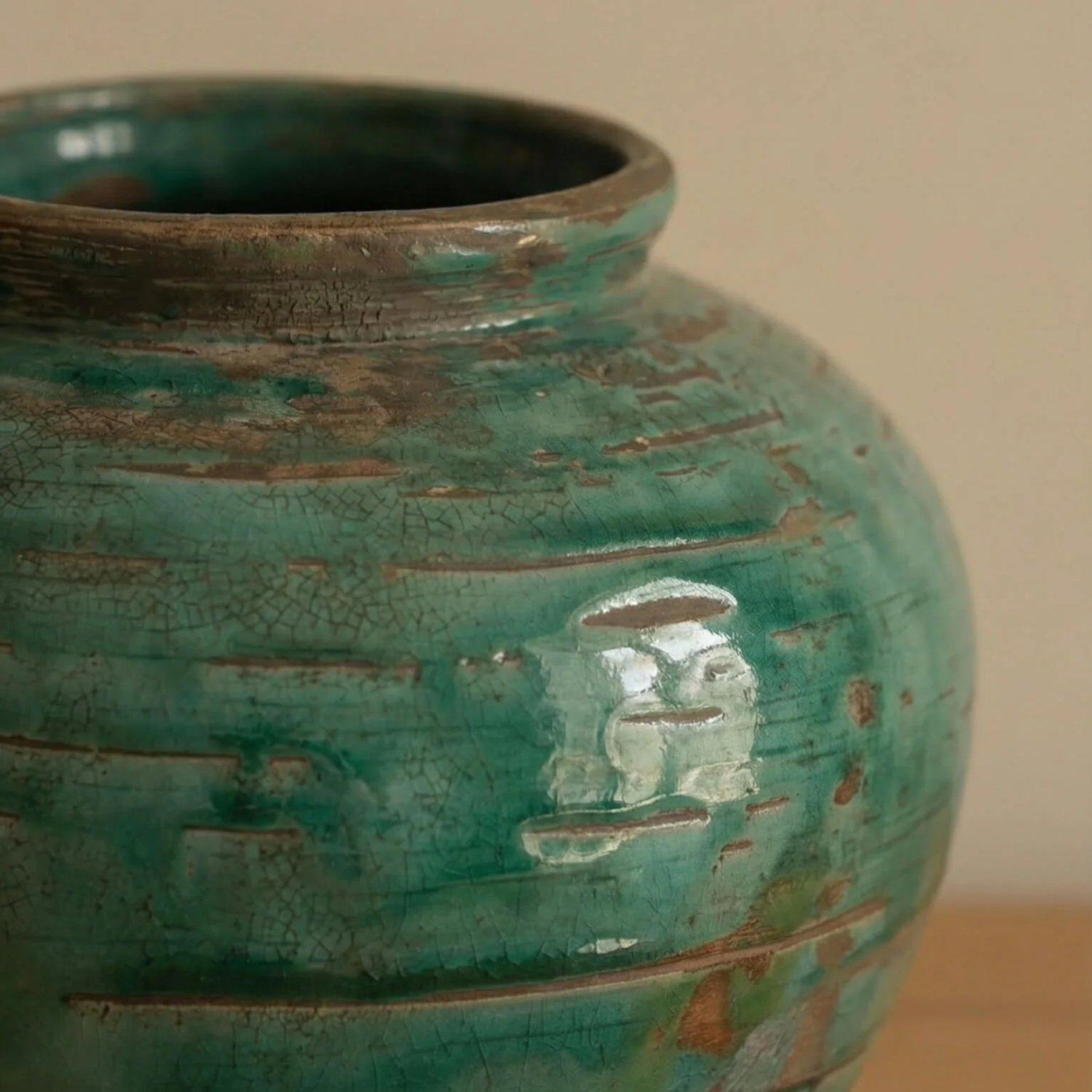 Portofino Patina Green Glazed Ceramic Vase
