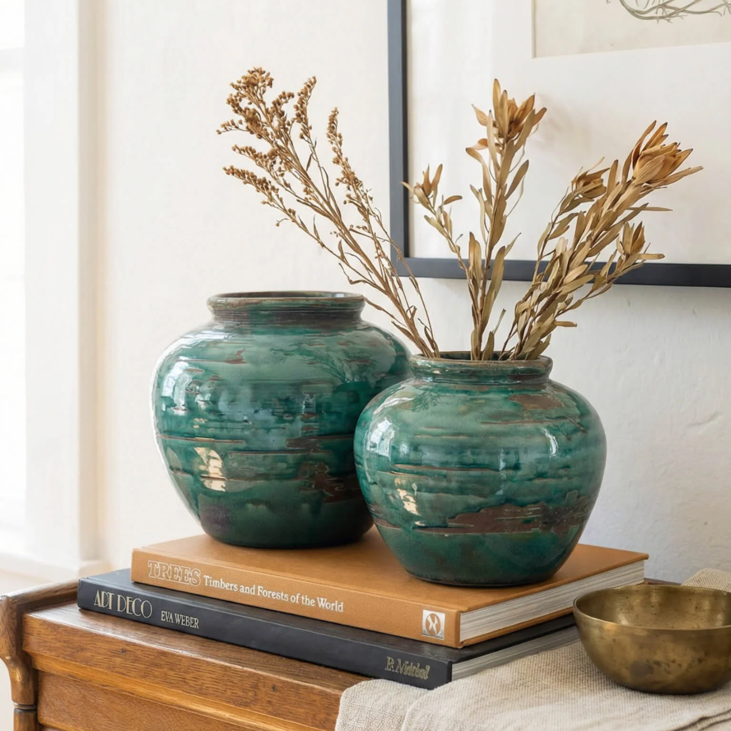 Portofino Patina Green Glazed Ceramic Vase
