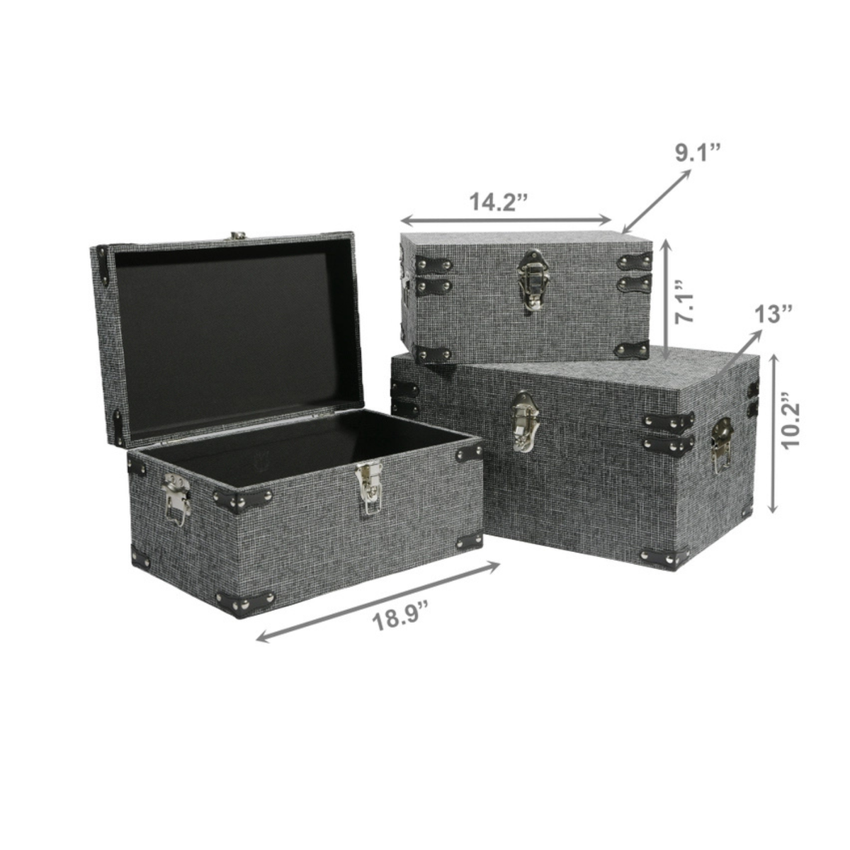 Trunk Storage Boxes - Black (Set of 3)