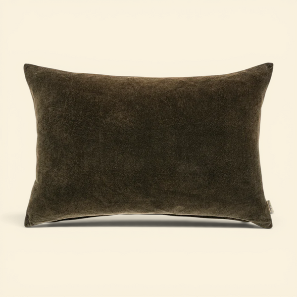 Velvet Midnight Green Kidney Toss Pillow