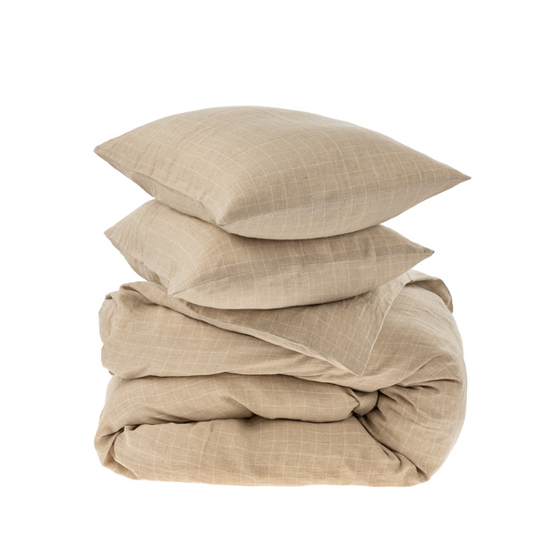 Linen Check Duvet Set- Natural