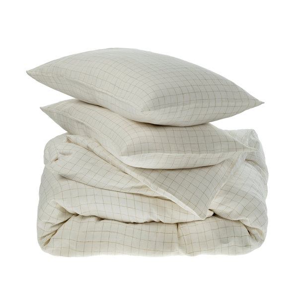 Linen Check Duvet Set - Ivory