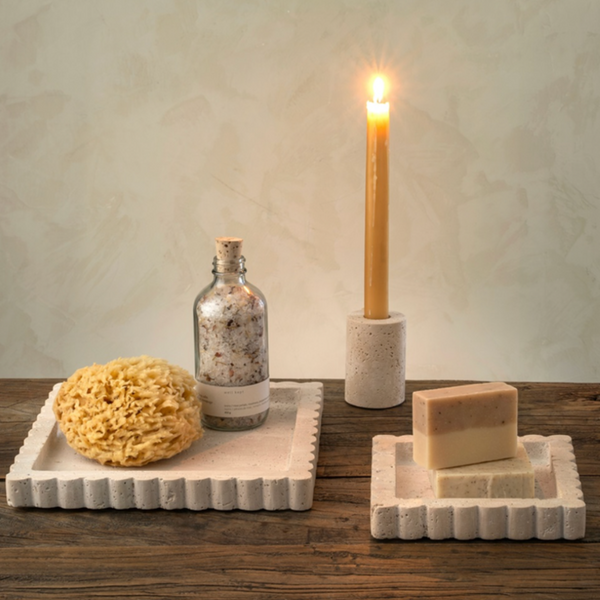 Scalloped Stone Square Tray