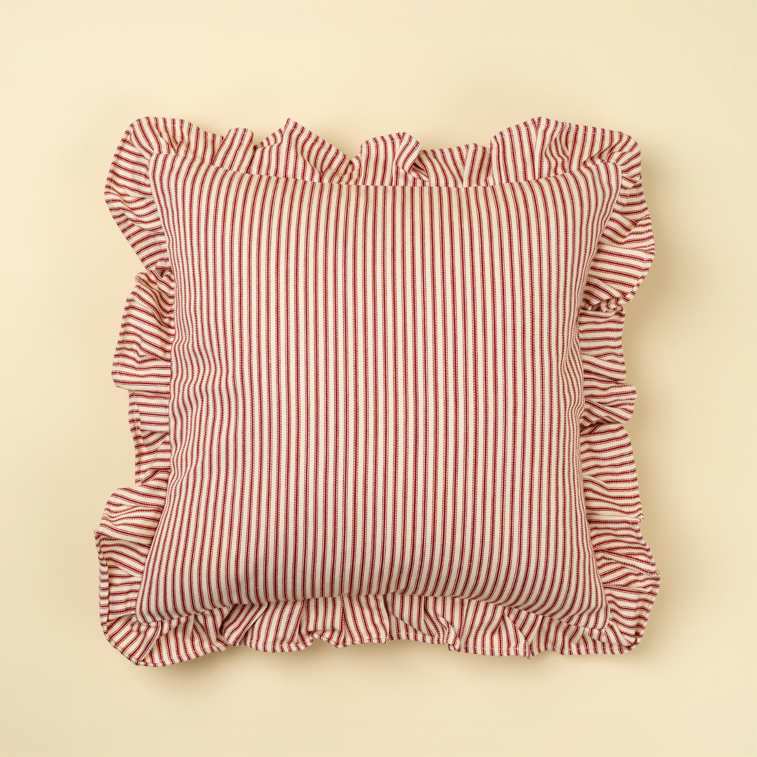 Red Ruffles Pinstripe Toss Pillow