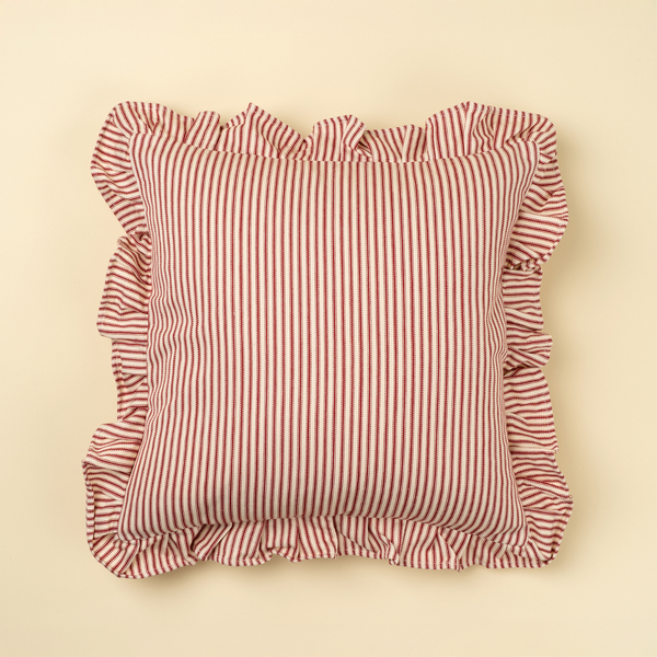 Red Ruffles Pinstripe Toss Pillow
