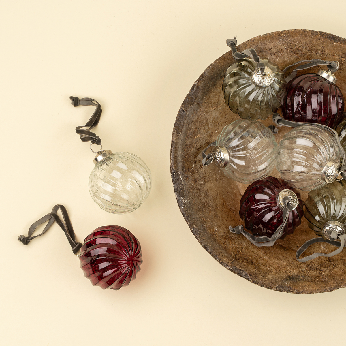 Berry Bauble Glass Ornaments Set of 9