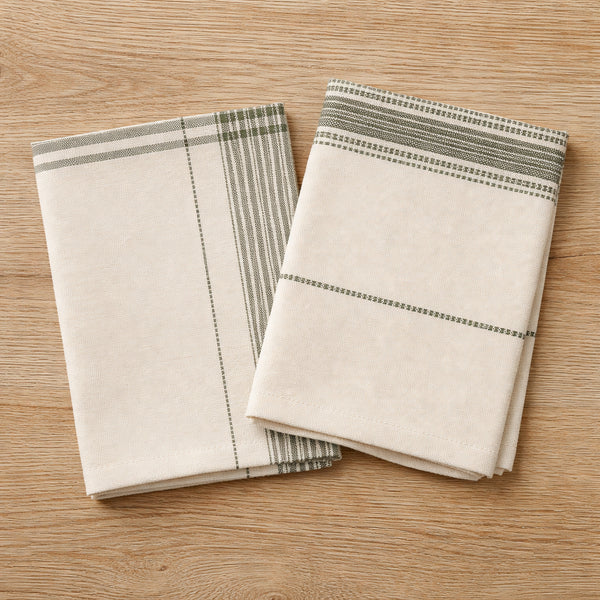 Cotton Sagebrush Stripe Tea Towels (Set of 2)