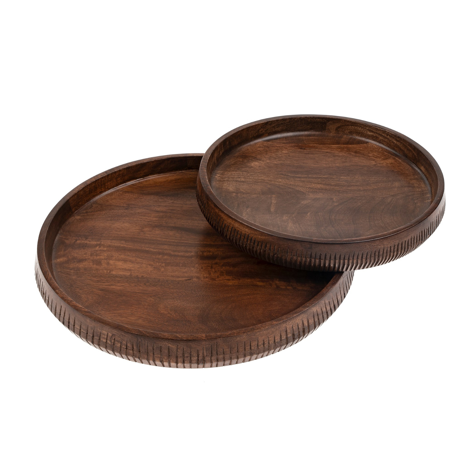 Espresso Stained Wooden Trays Set of 2