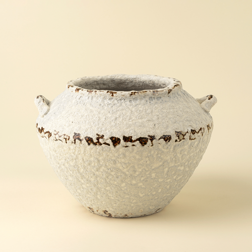 Mykonos Distressed Cream Terracotta Vase