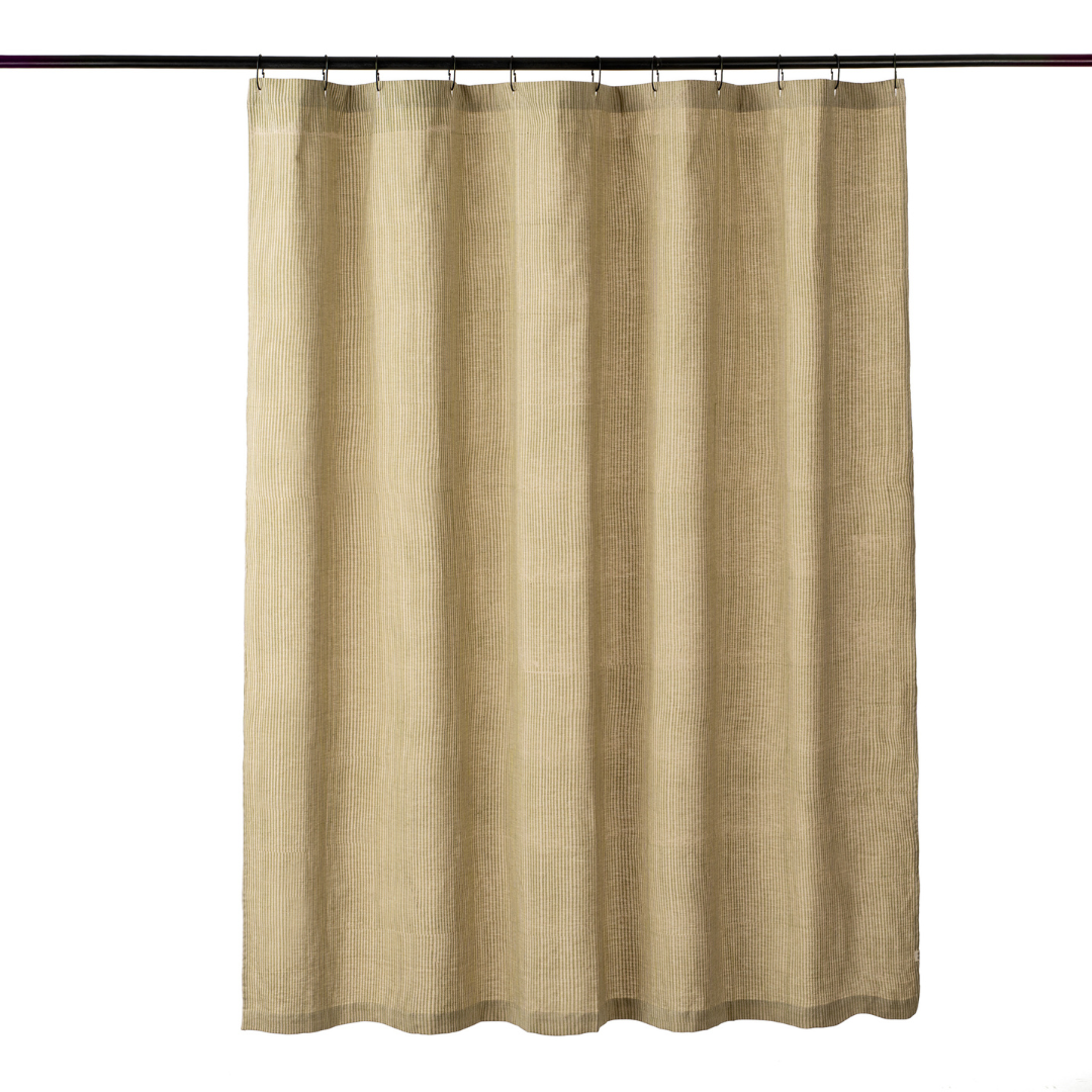Linen Shower Curtain - Natural Pinstripe