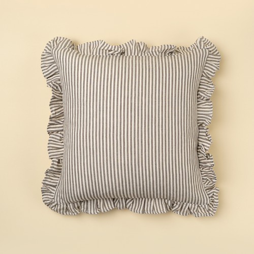 Ruffles Pinstripe Toss Pillow - Grey
