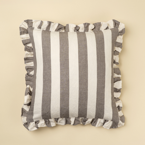 Ruffles Candystripe Toss Pillow - Grey
