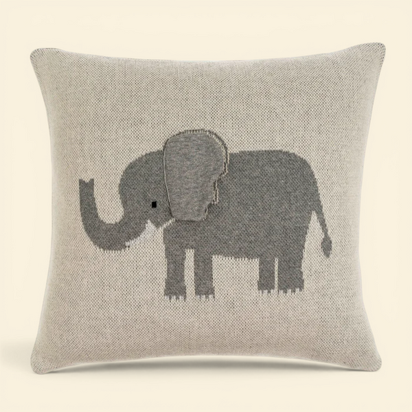 Safari Elephant Knit Toss Pillow