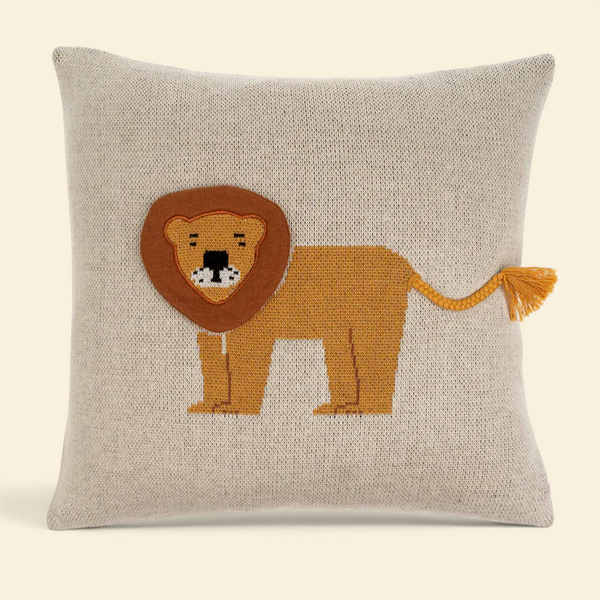 Safari Lion Knit Toss Pillow