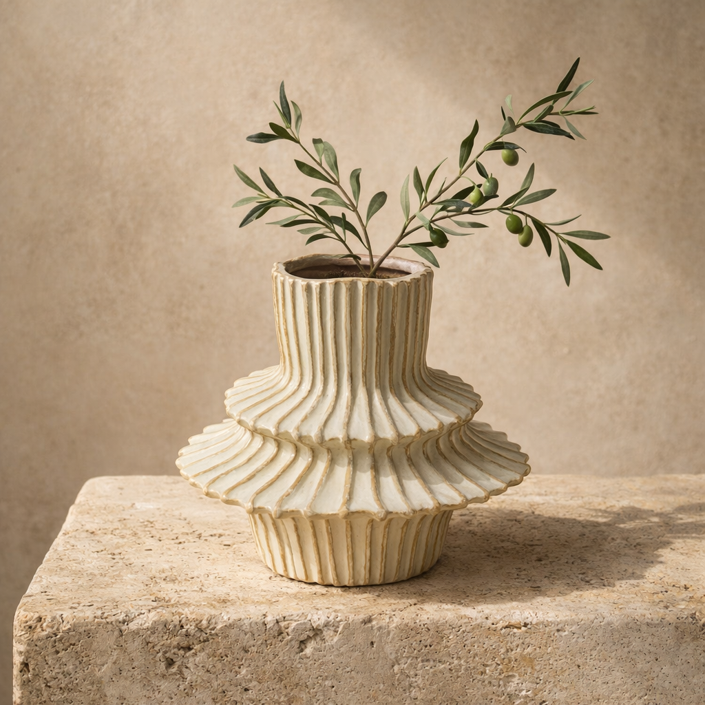 Flare Stoneware Wide Vase