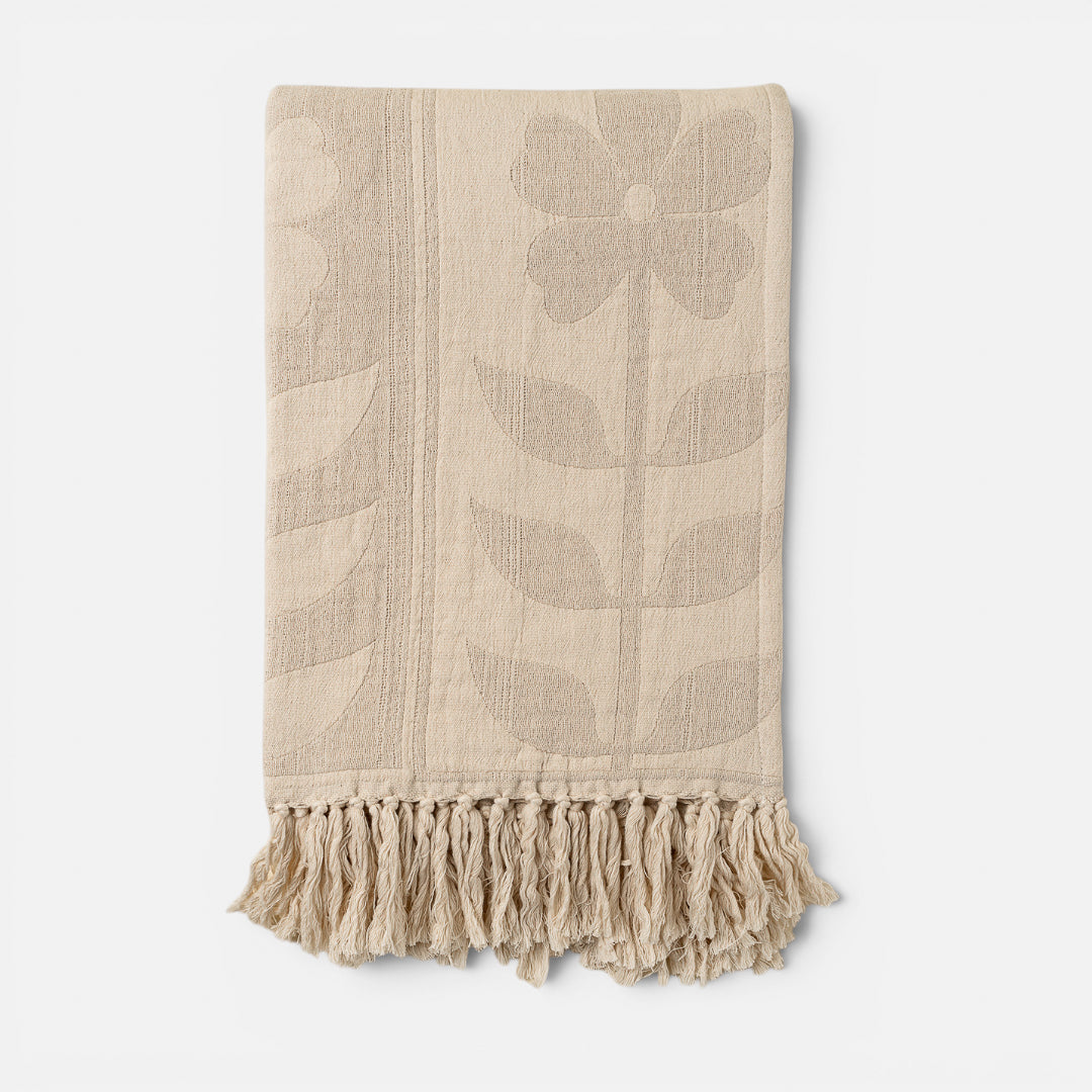 Daisey Fringe Throw - Grey