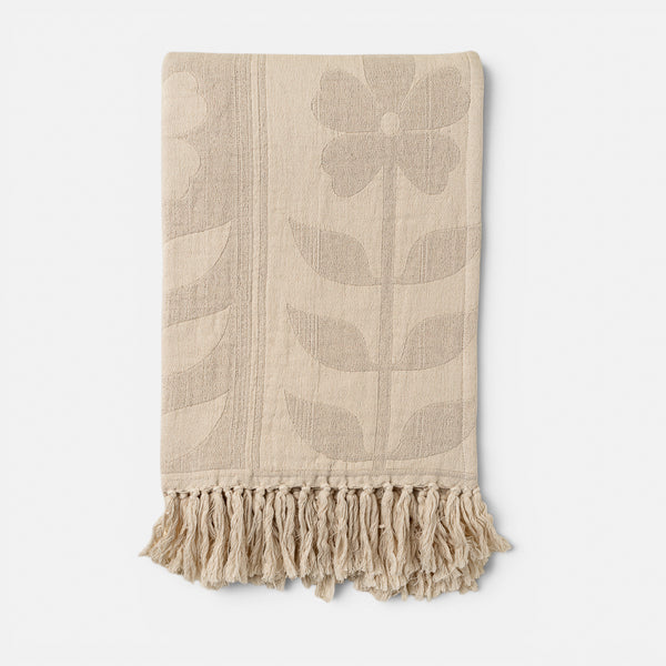 Daisey Fringe Throw - Grey