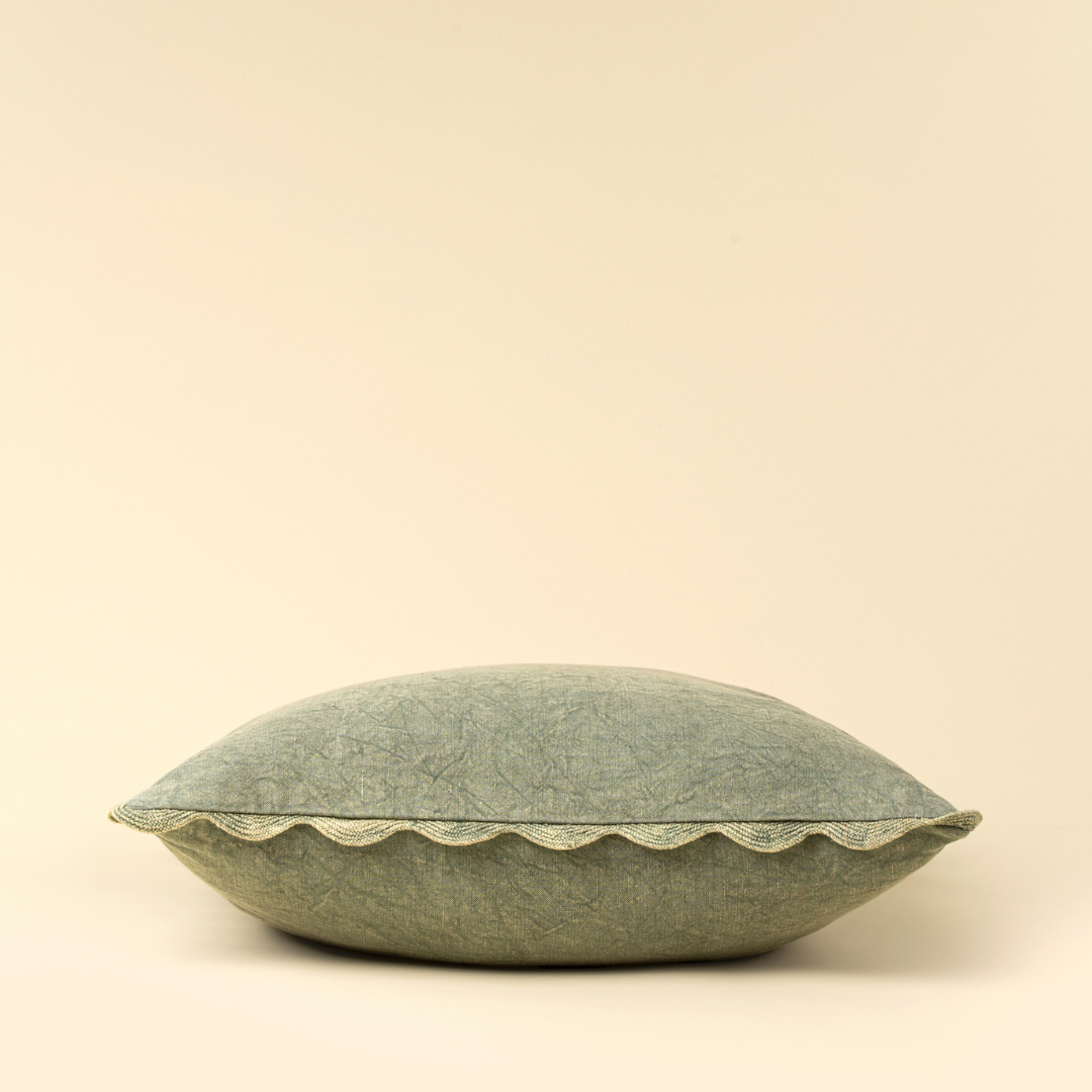Distressed Scallop Toss Pillow - Sage Green