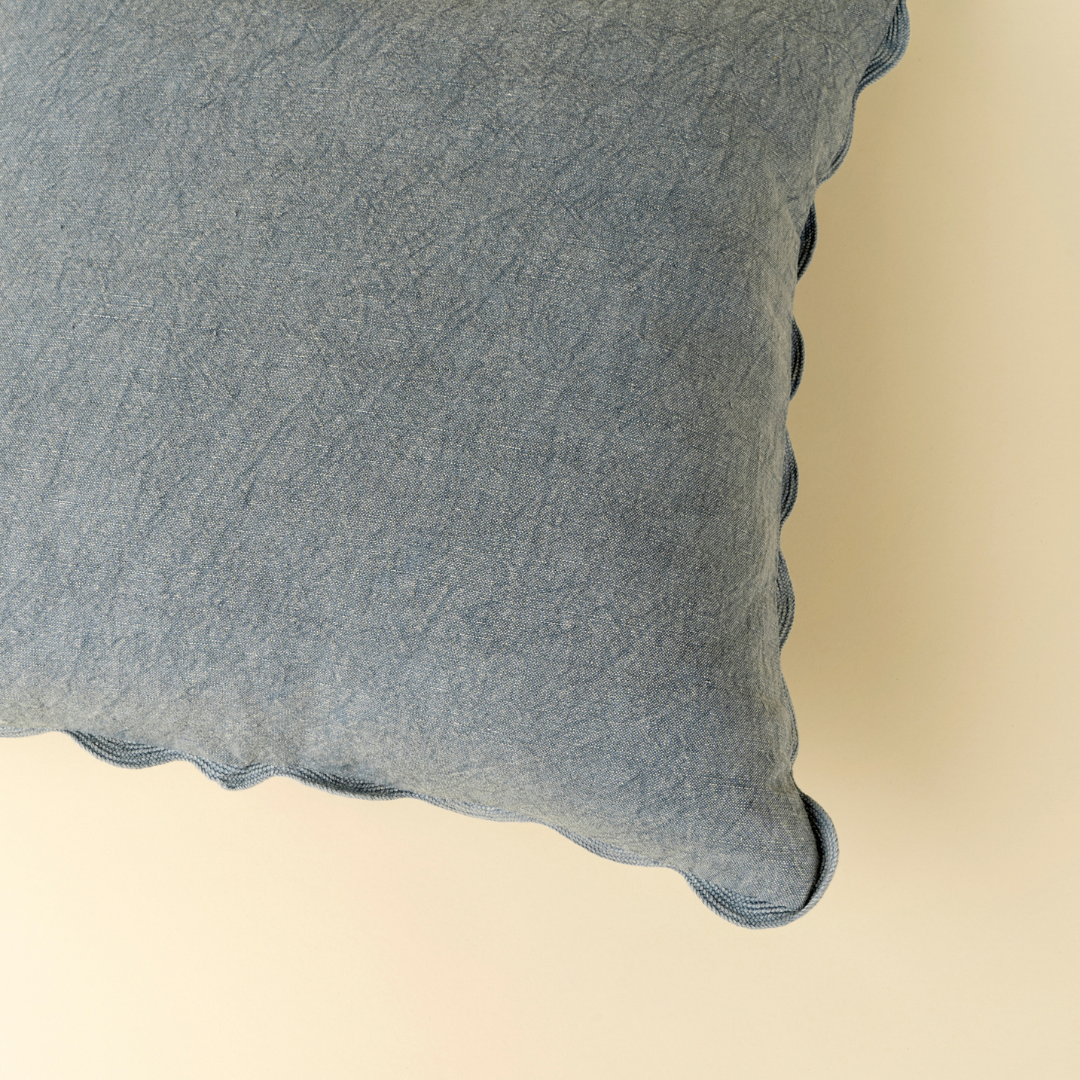 Distressed Scallop Toss Pillow - Slate Blue