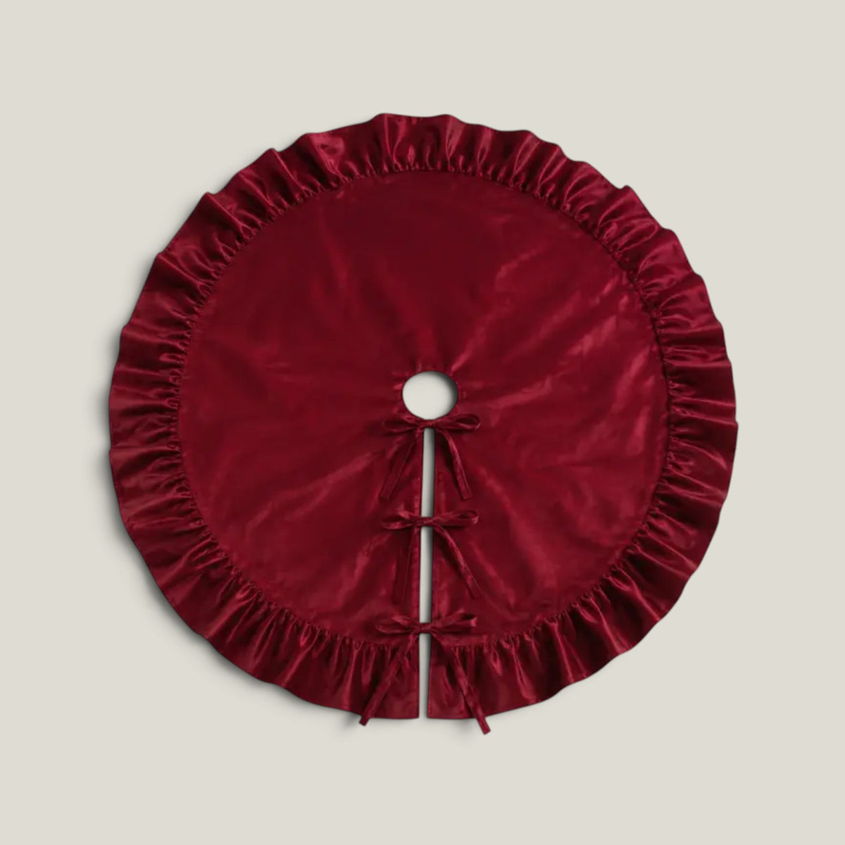 Deep Red Velvet Holiday Tree Skirt