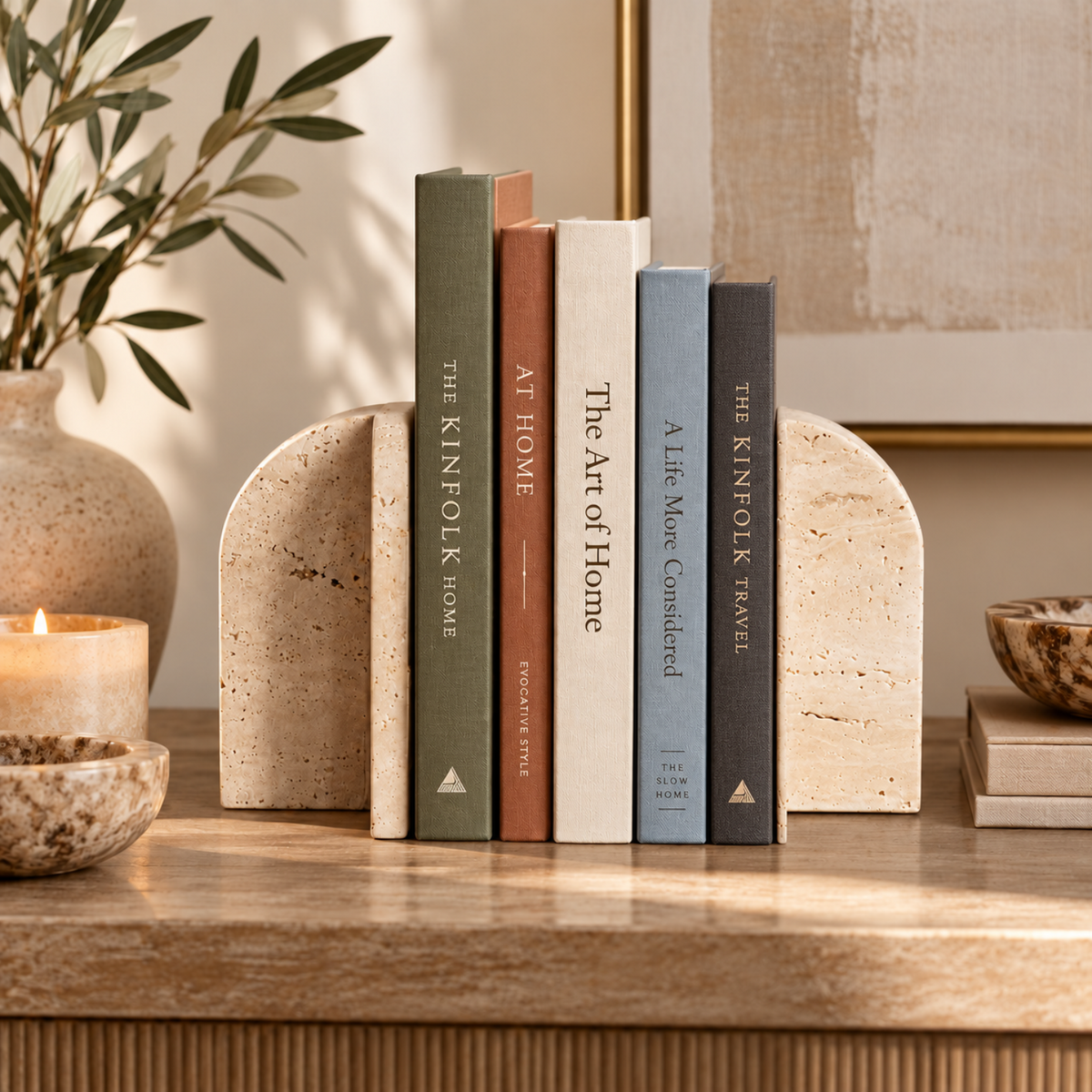 Travertine Bookend (Set of 2) - Beige