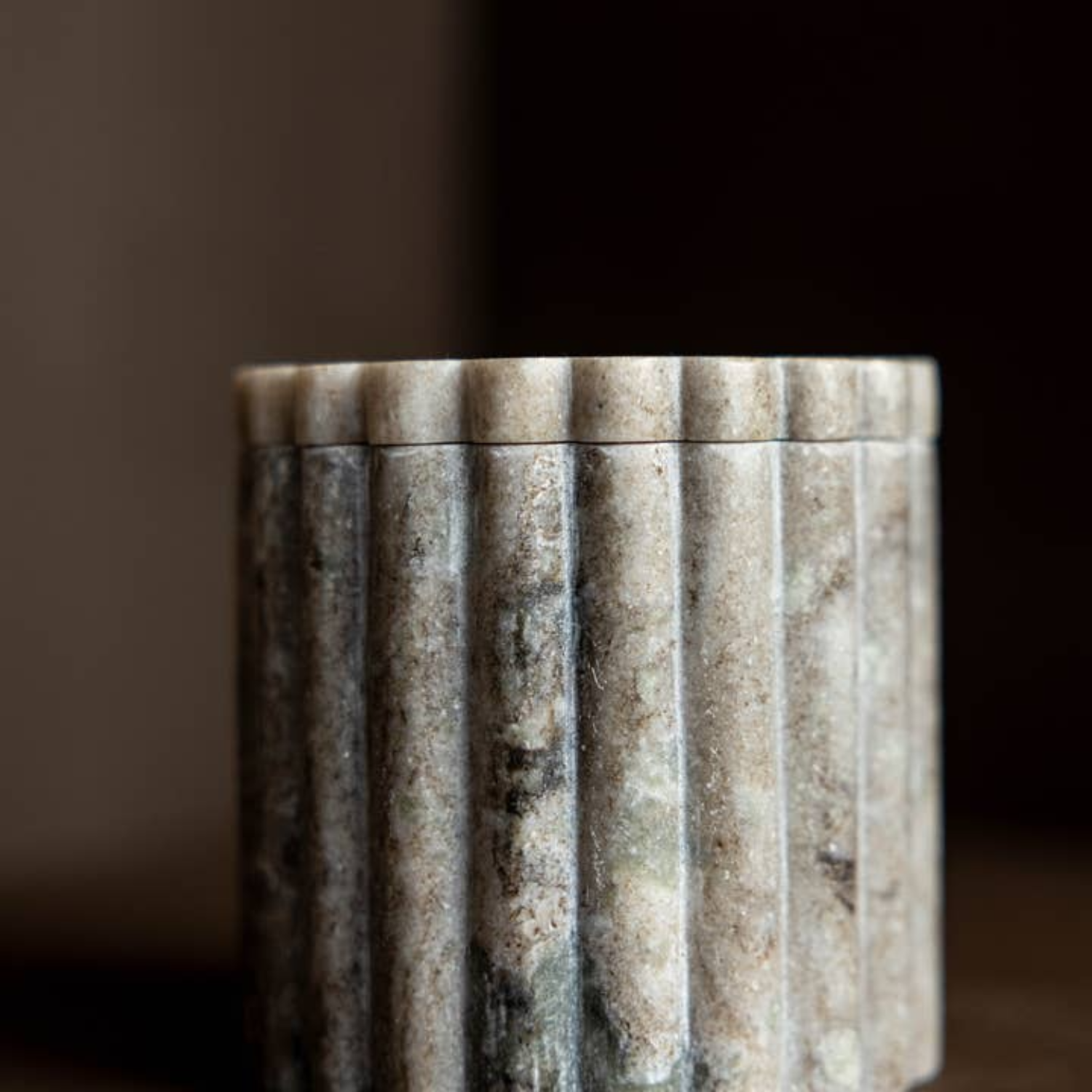 Beige/Grey Marble Fluted Jar
