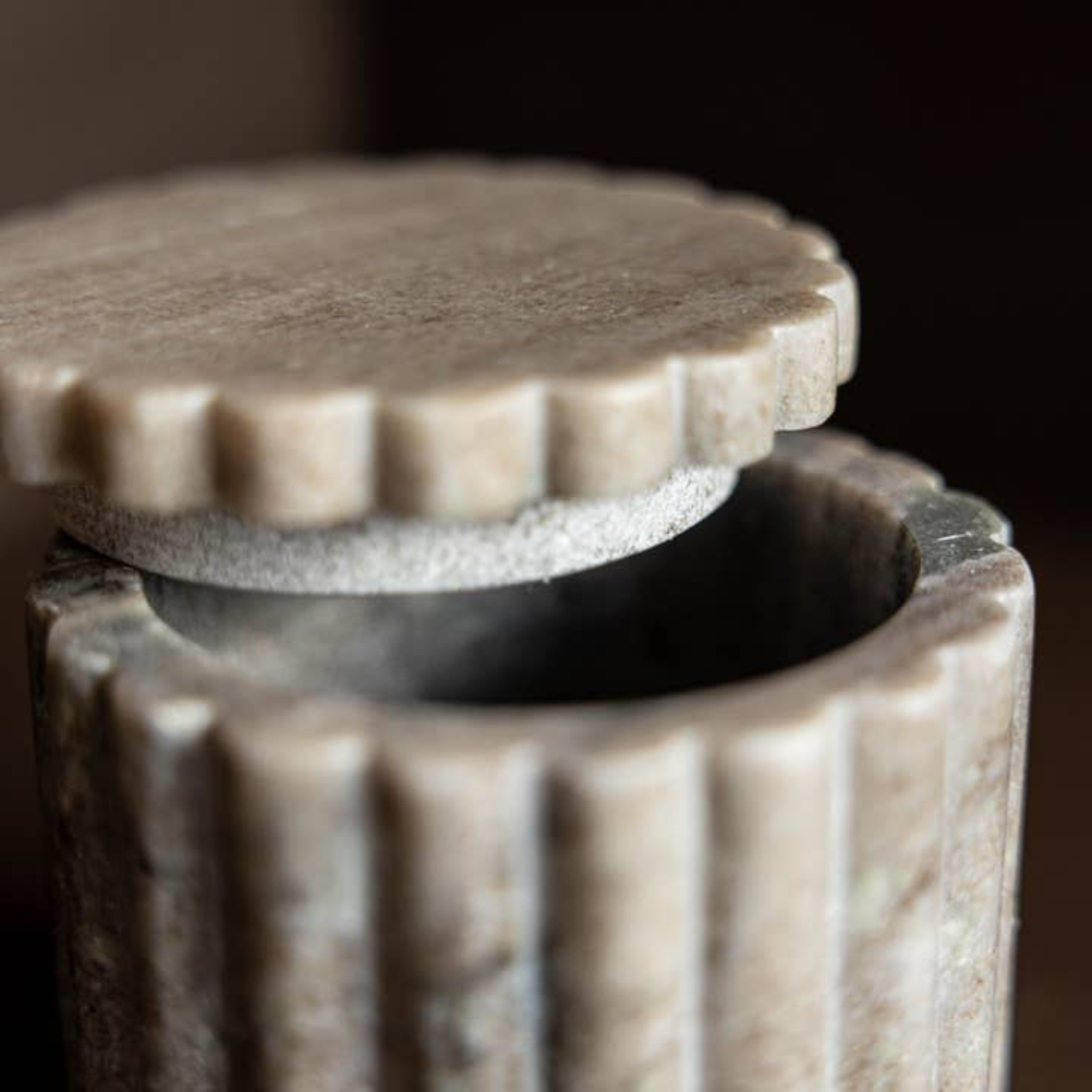 Beige/Grey Marble Fluted Jar