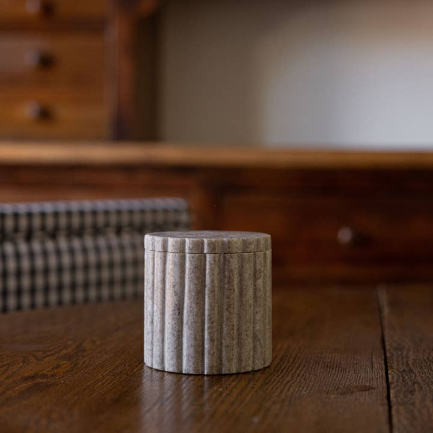 Beige/Grey Marble Fluted Jar
