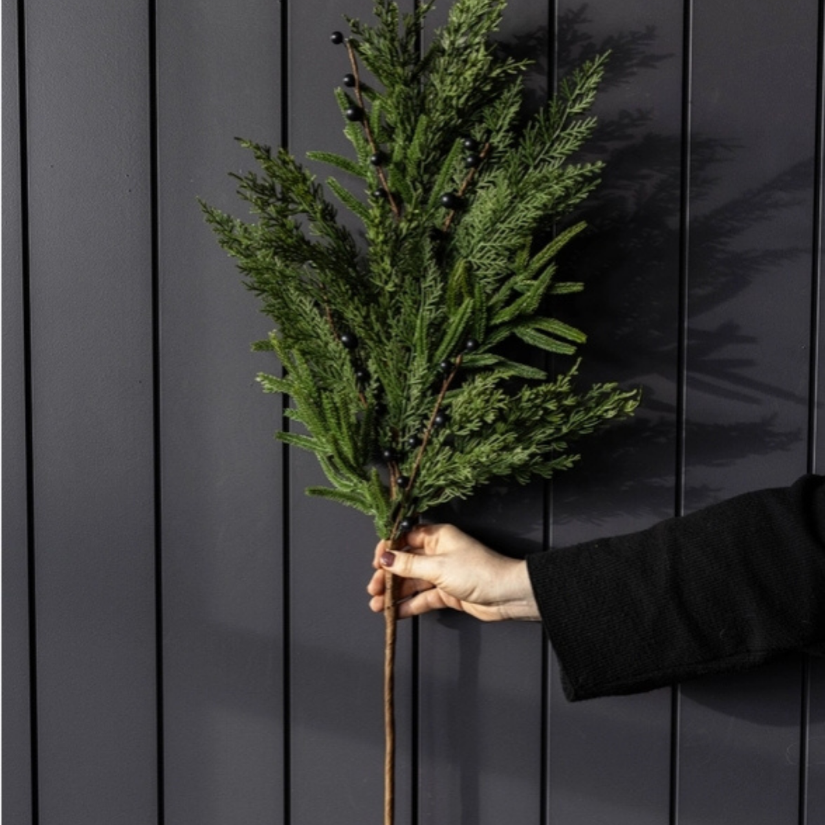 Artificial 31" Real Touch Norfolk Cypress & Frosted Blue Plum Berry Stem