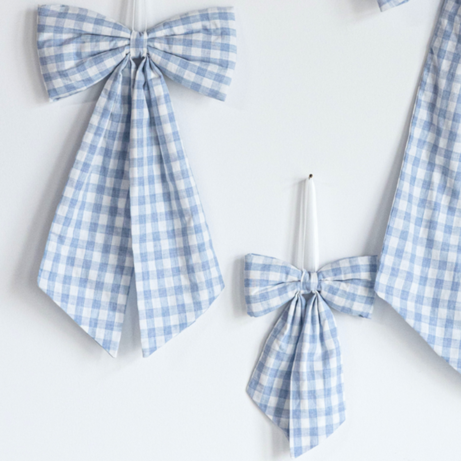 Blue Gingham Fabric Bows