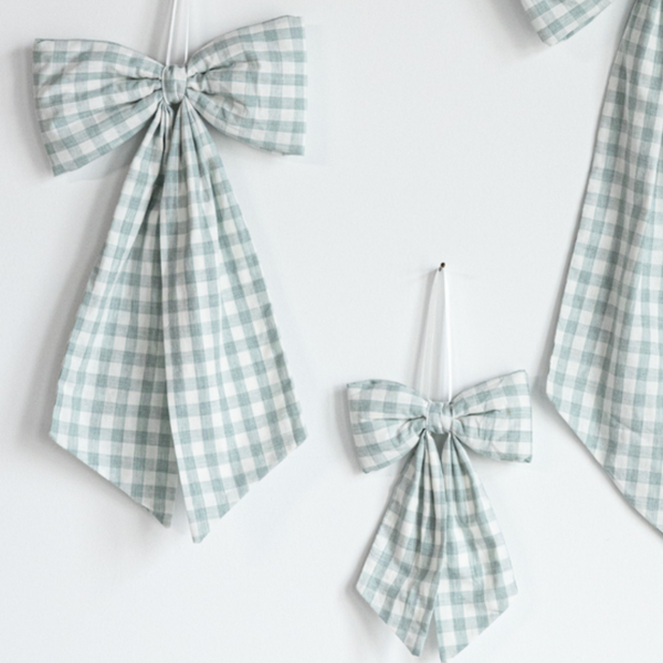 Green Gingham Fabric Bows