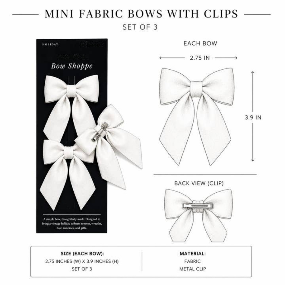 Mini Emerald Velvet Bow (Set of 3)