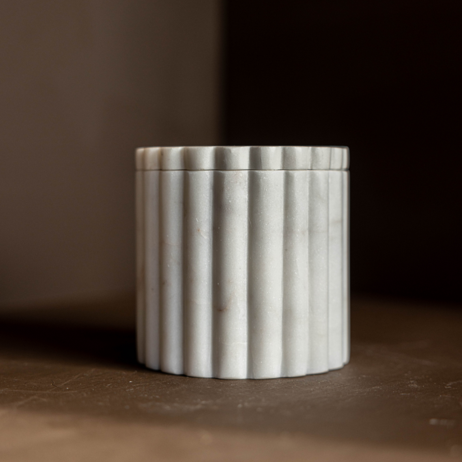 White Marble Fluted Jar